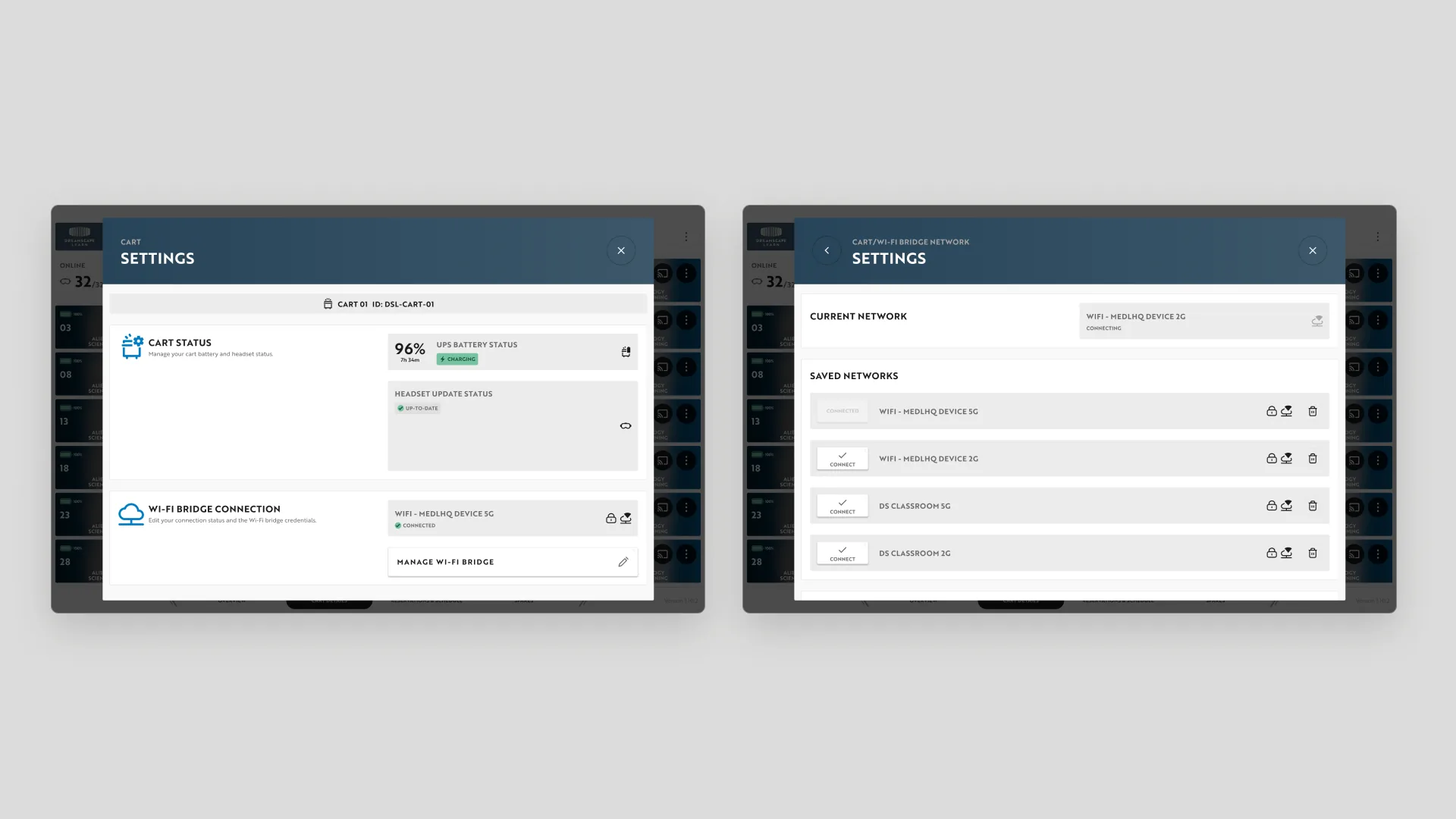 Cart and network settings