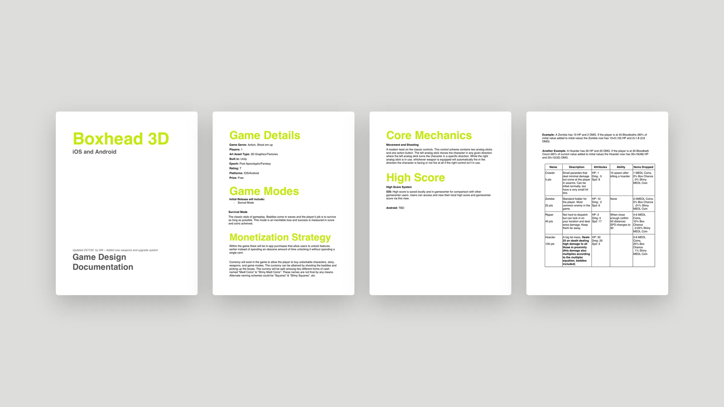 Boxhead 3D game design document