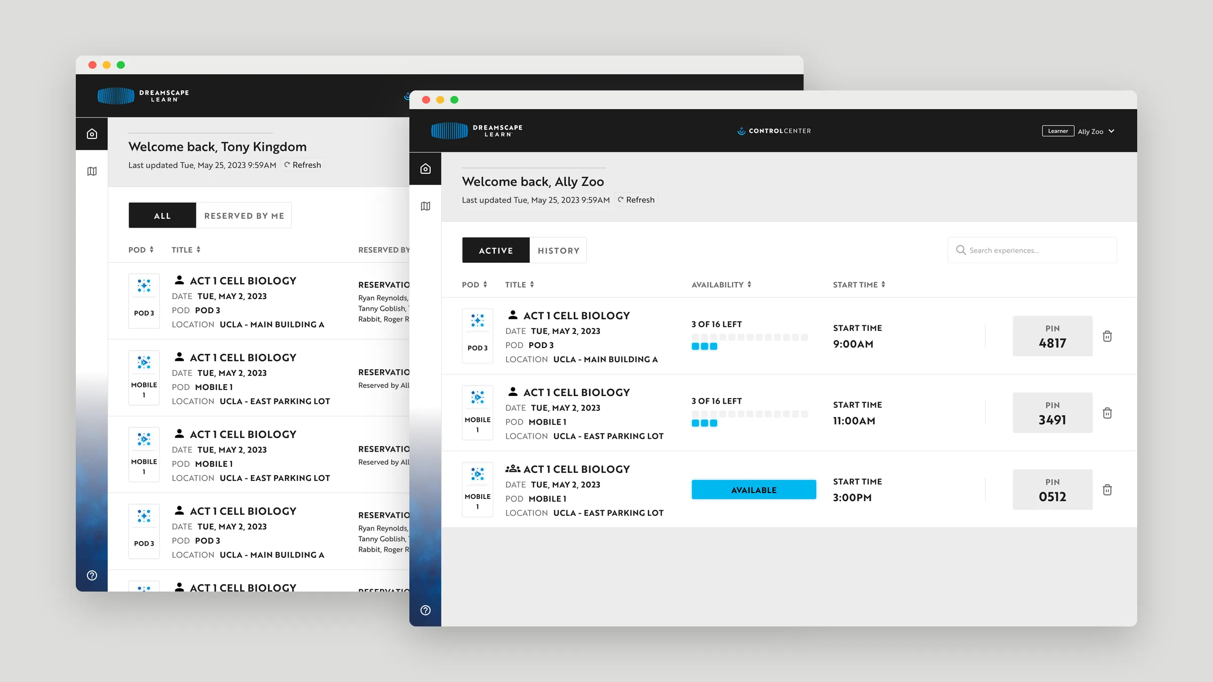 Instructor dashboard and learner dashboard
