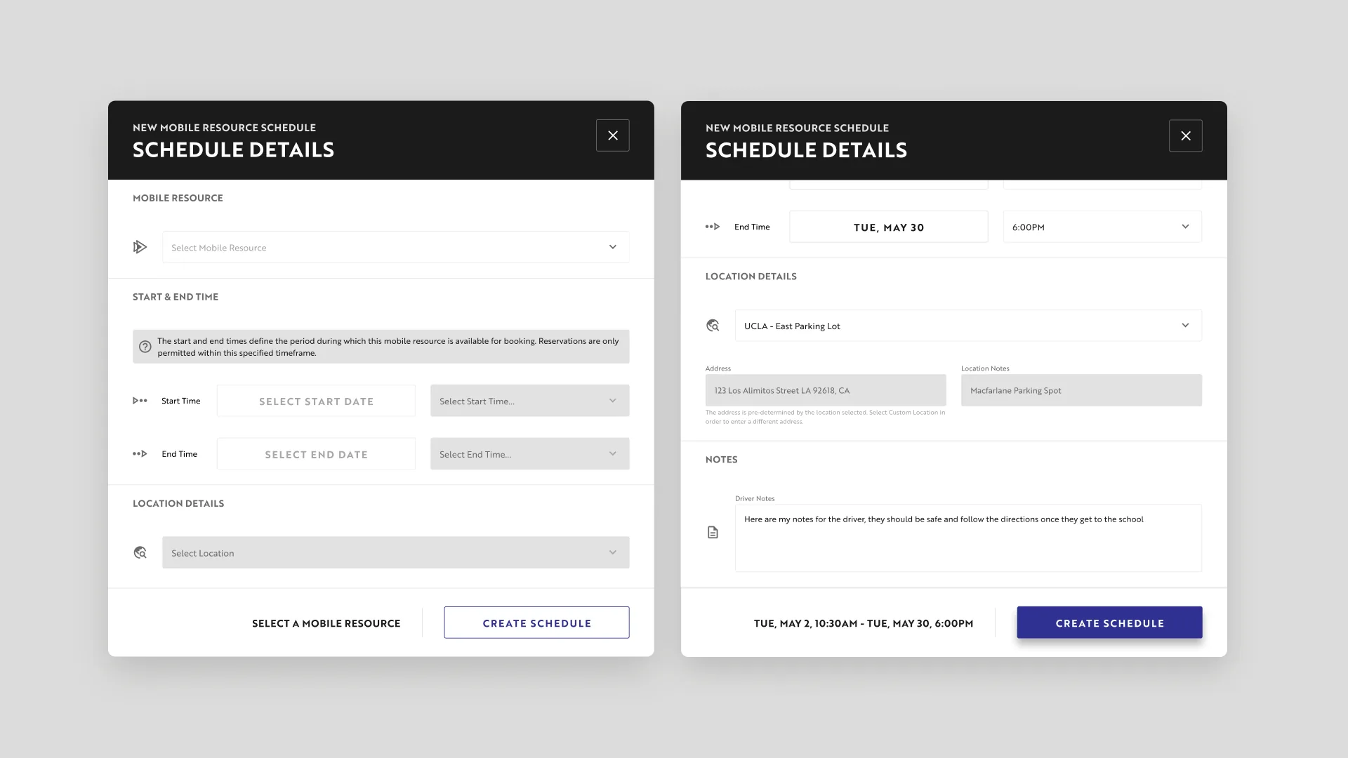 Creating a booking