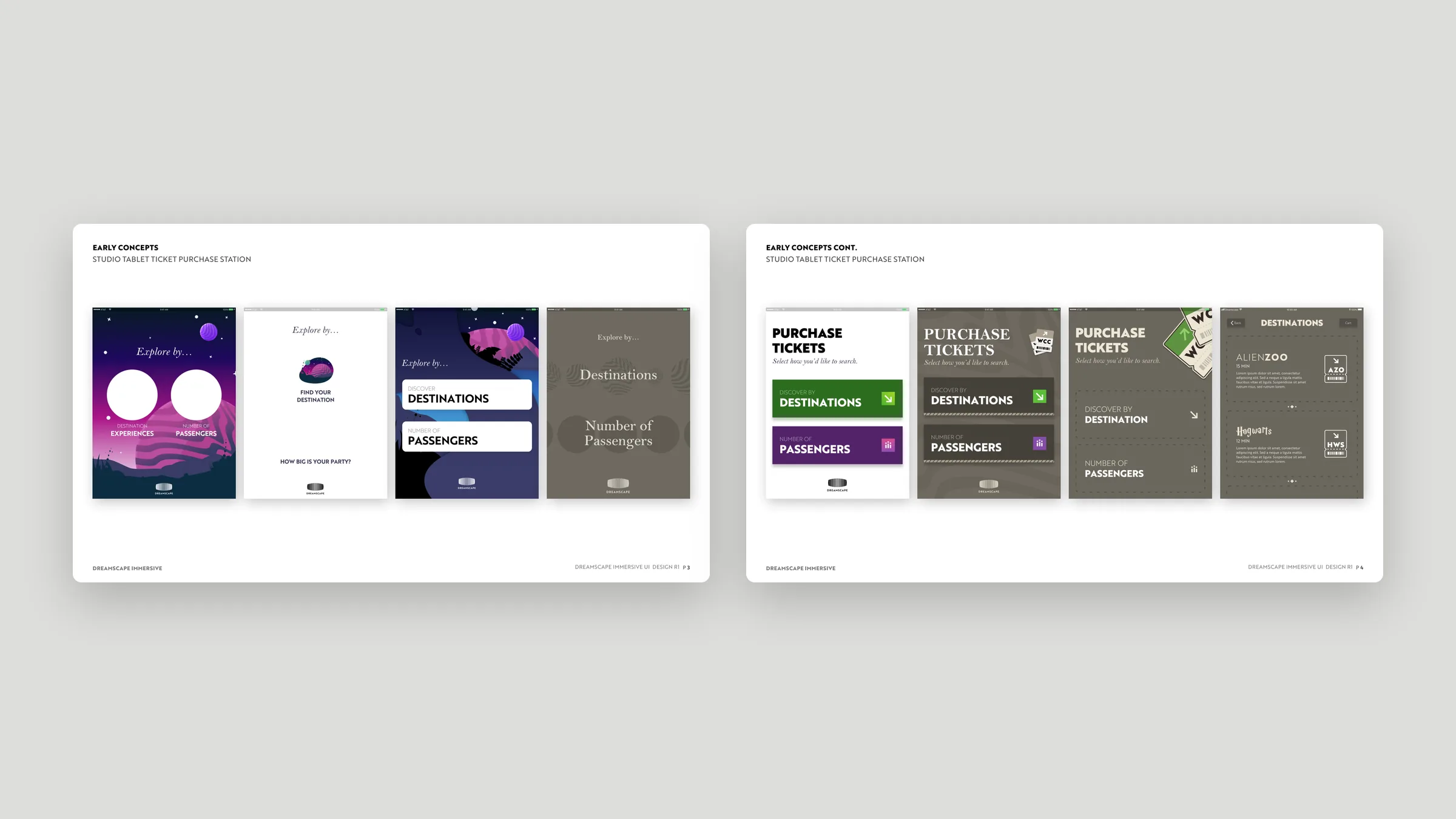 Early concepts for the studio tablet ticket purchase station