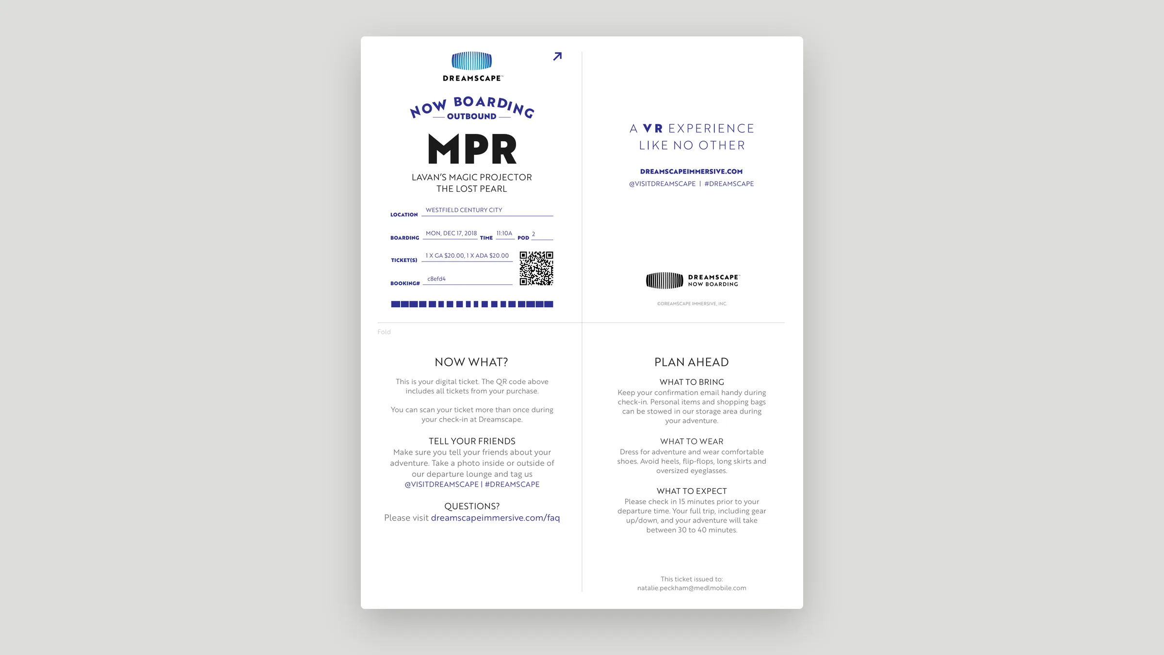 Dreamscape digital ticket design