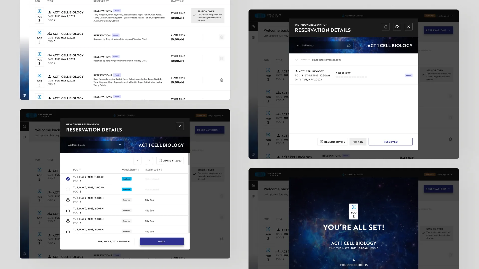Individual and group bookings