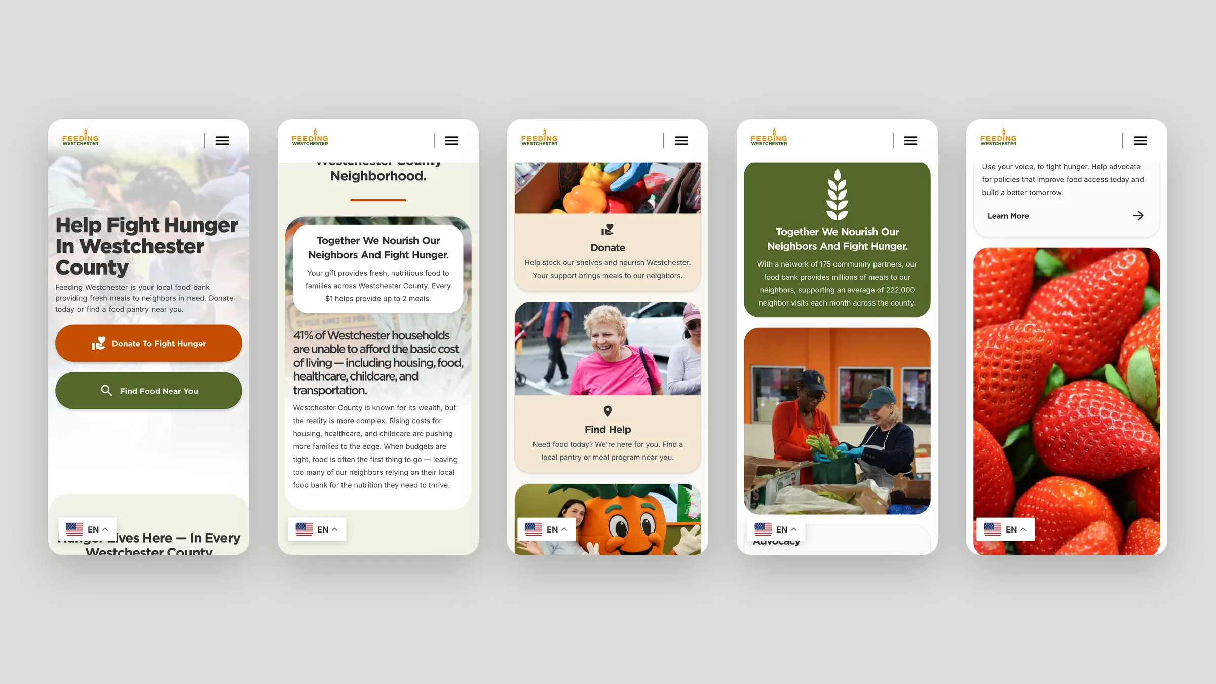 Feeding Westchester website on mobile