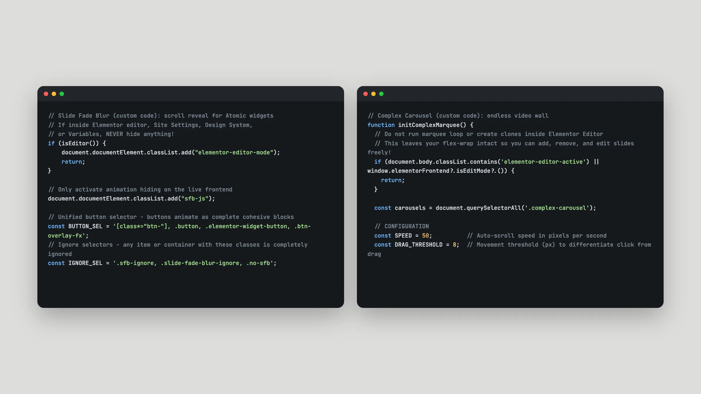 Excerpts from the editor-safe custom scripts