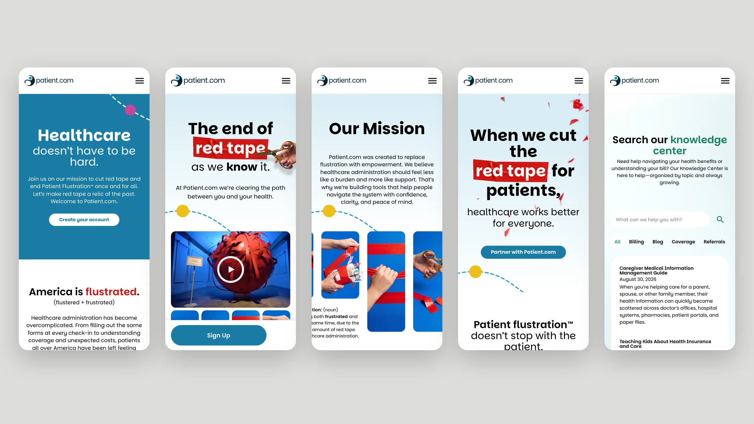 Patient.com pages on mobile