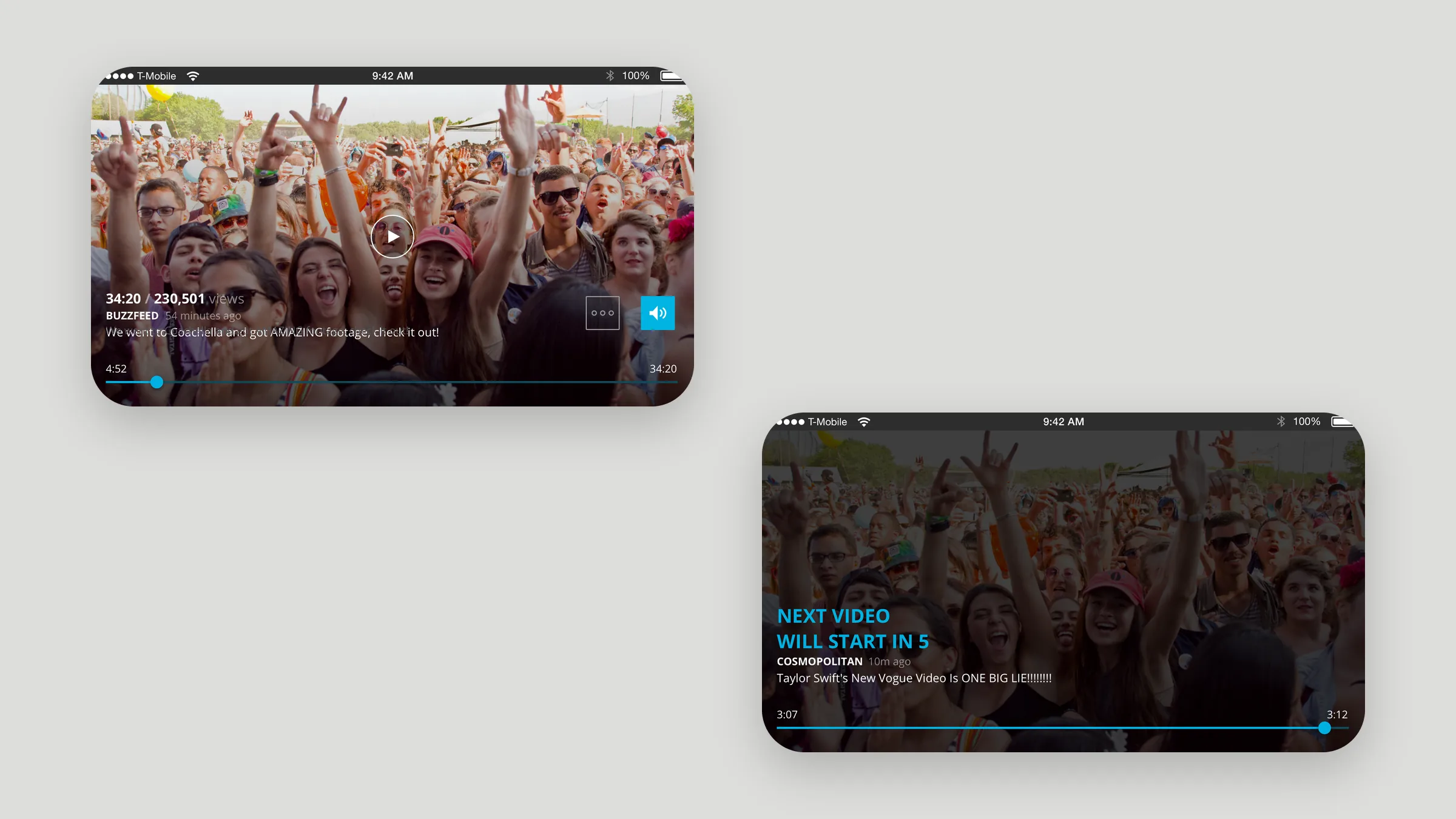Xumo redesigned full-screen player and next video countdown