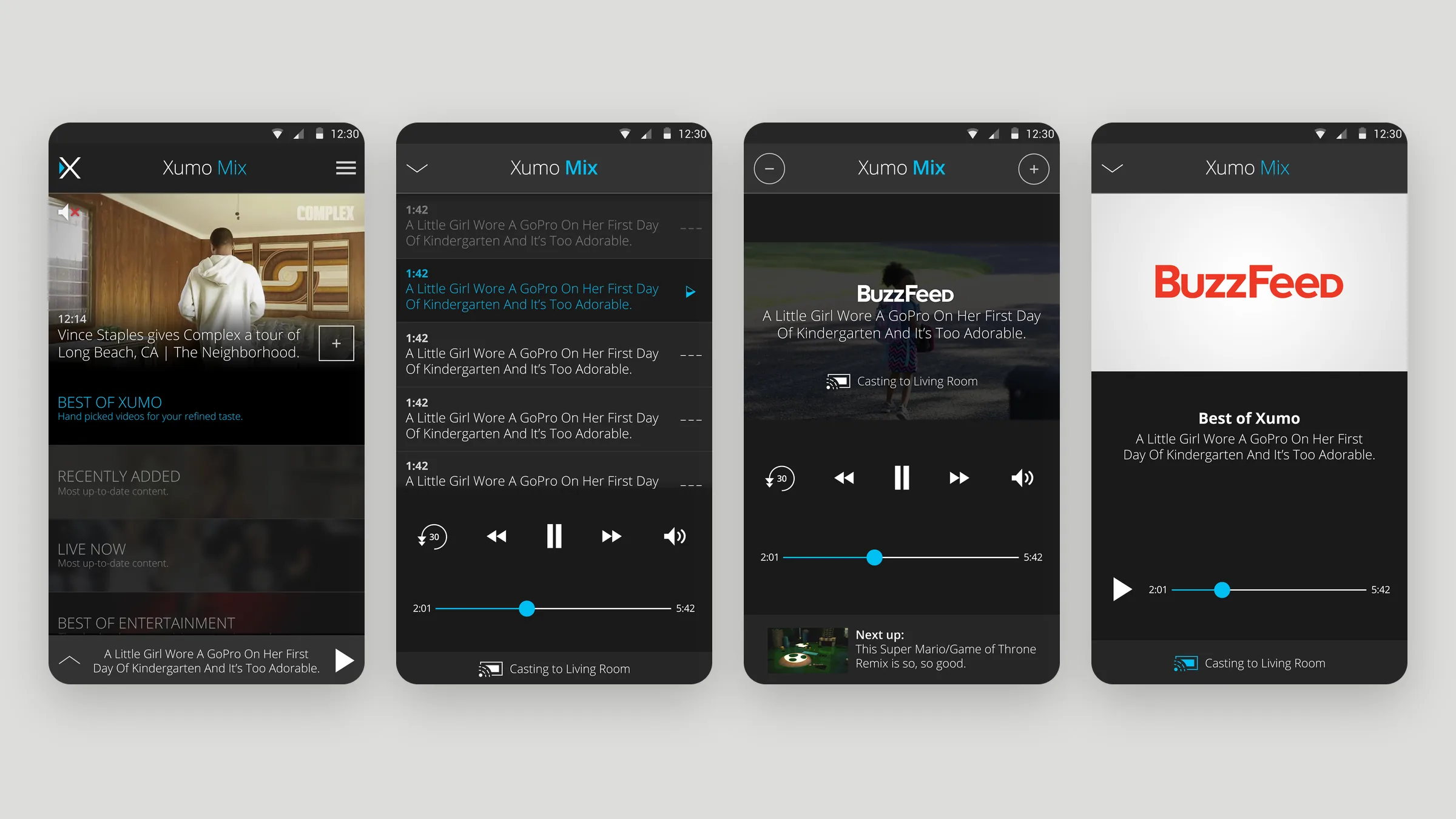 Xumo remote view screens for casting to a TV