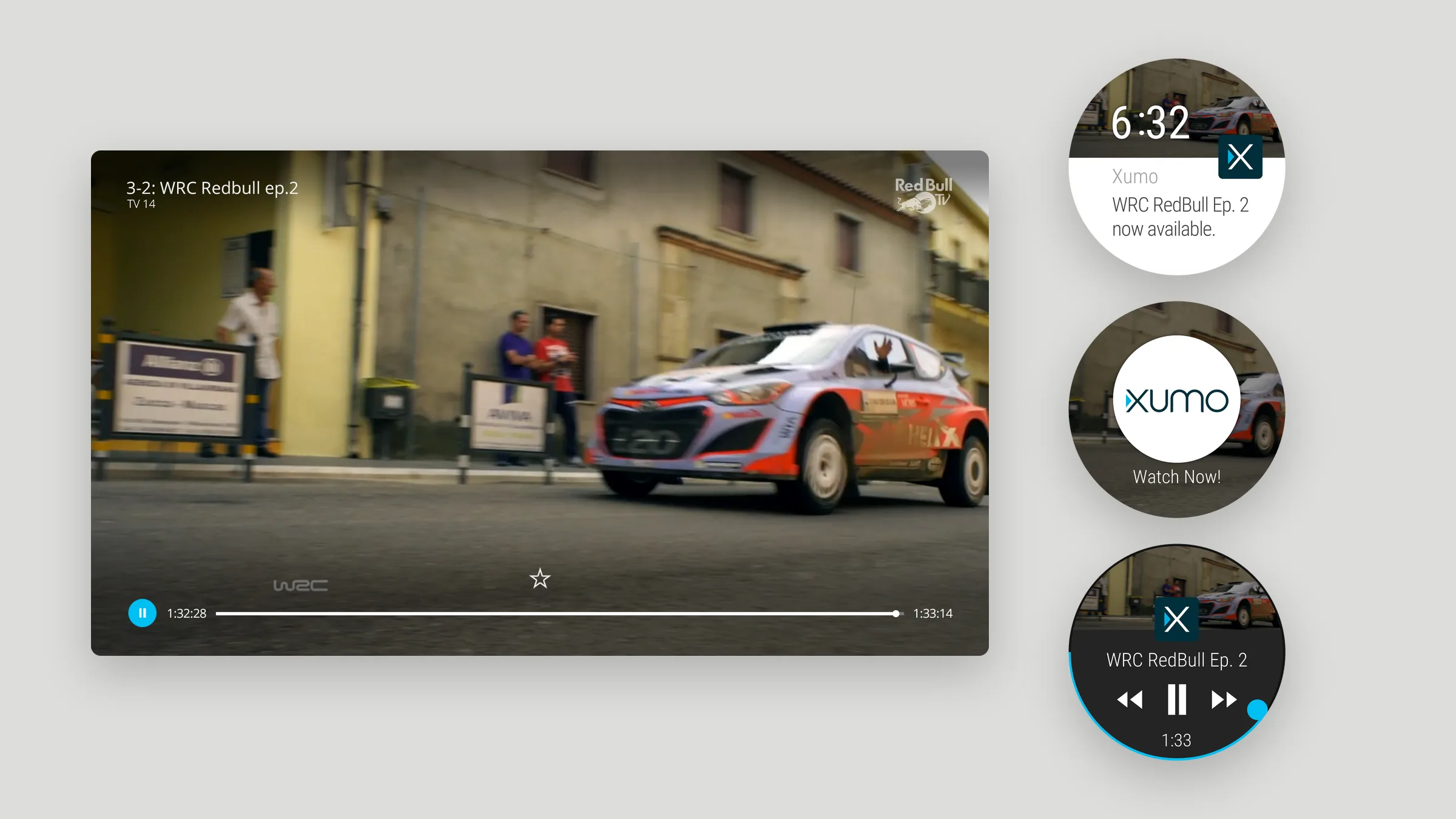 Xumo smartwatch notification and playback concept